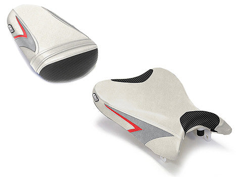LuiMoto Sport Seat Covers '08-'10 Suzuki GSXR 600/750 - Pearl/Silver - Motostarz USA