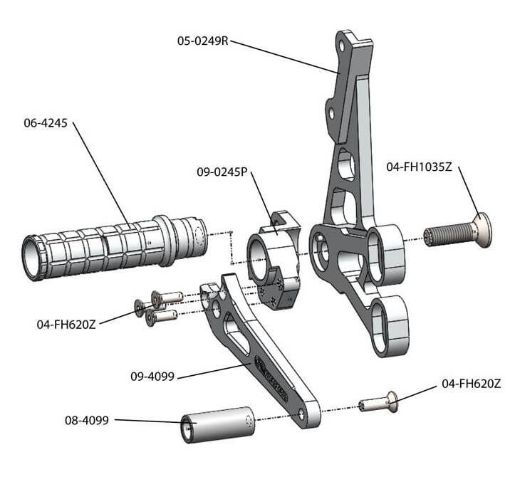 Woodcraft Complete Rearset Kit for'07-'08 Suzuki GSXR 1000