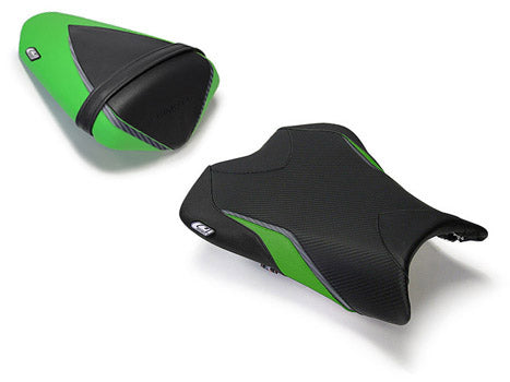 LuiMoto Sport Rider Seat Cover '09-'12 Kawasaki ZX6R - CF Black/Green - Motostarz USA