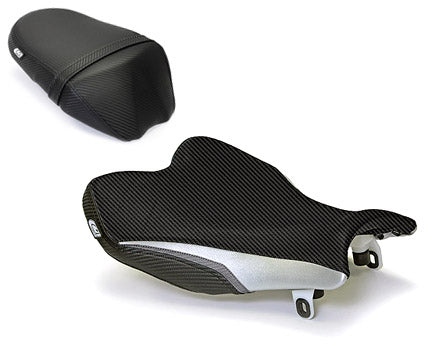 LuiMoto Sport Seat Covers '09-'16 Suzuki GSXR 1000 - CF Black/Silver - Motostarz USA