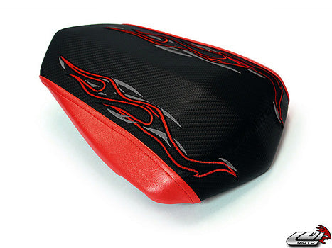 LuiMoto Flame Edition Seat Cover '09-'14 Yamaha YZF R1 - CF Black/Red - Motostarz USA