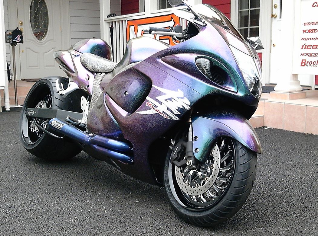 Brocks Performance TiWinder Blue 18" Muffler Full Titanium Exhaust System for 1999-2014 Suzuki Hayabusa