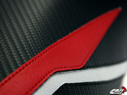 LuiMoto Raven Edition Seat Cover '09-'14 Yamaha YZF R1 - CF Black/Red/Pearl - Motostarz USA