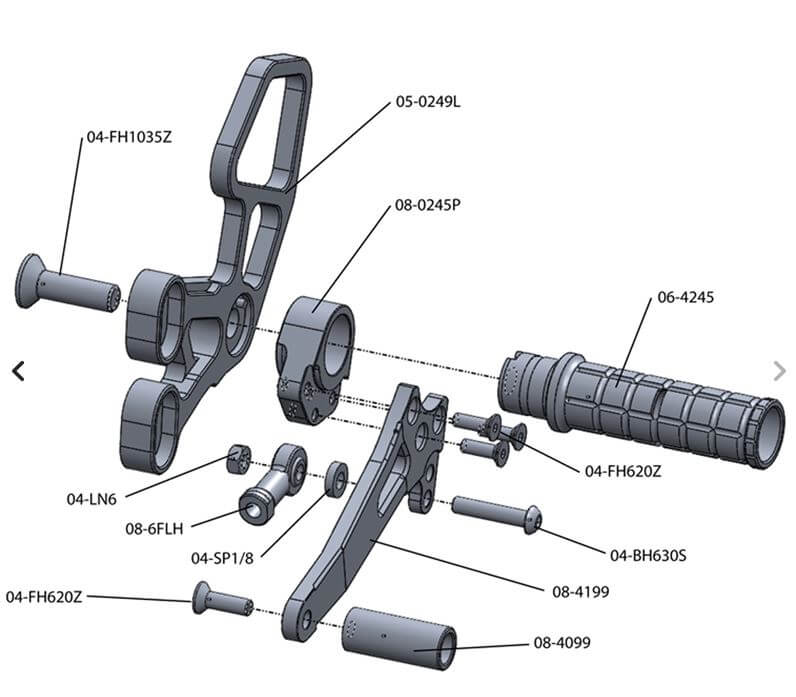 Woodcraft Complete Rearset Kit for'07-'08 Suzuki GSXR 1000