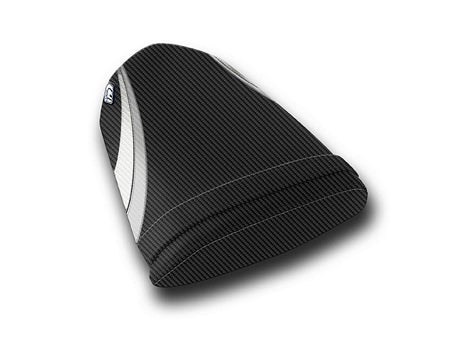 LuiMoto Team Suzuki Seat Covers for 2004-2005 Suzuki GSX-R 600/750 - CF Black/CF Silver/CF Pearl