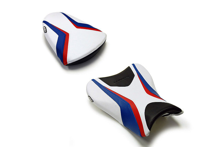 LuiMoto Team Suzuki Seat Covers 2007-2008 Suzuki GSX-R1000 - Cf Black/White/Red/Blue