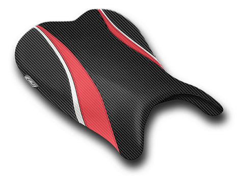 LuiMoto Team Suzuki Seat Covers for 2006-2007 Suzuki GSX-R 600/750 - CF Black/CF Red/CF Pearl