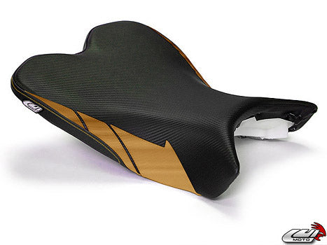 LuiMoto Sport Seat Covers '09-'14 Yamaha YZF R1 - CF Black/AL Gold - Motostarz USA