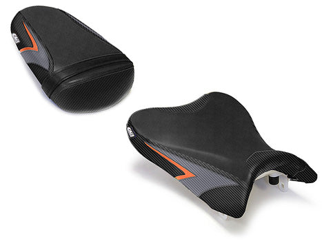 LuiMoto Sport Seat Covers '08-'10 Suzuki GSXR 600/750 - CF Black/Orange - Motostarz USA