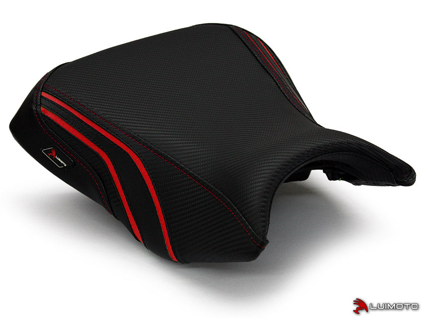 LuiMoto Team Kawasaki Seat Cover - 2012-2014 Kawasaki ER6n / ER6f (Ninja 650R) - CF Black/Red