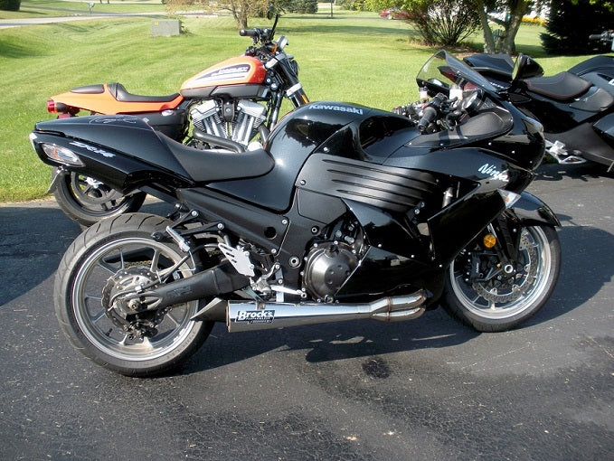 Brocks Performance Polished 4-2-1 Sidewinder 20" Muffler Ultra-Light Stainless Steel Full Exhaust System 2006-2011 Kawasaki ZX-14