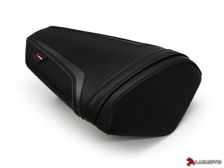 LuiMoto Team Kawasaki Seat Cover for 2013-2015 Kawasaki ZX-6R 636 - Suede/Cf Black/Al Black/Cf Silver