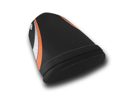 LuiMoto Team Suzuki Seat Covers for 2004-2005 Suzuki GSX-R 600/750 - CF Black/Dark Orange/Silver