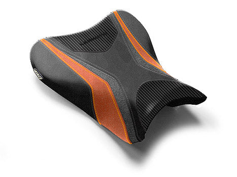 LuiMoto Team Suzuki Seat Covers 2007-2008 Suzuki GSX-R1000 - Cf Black/Black/Gunmetal/Orange