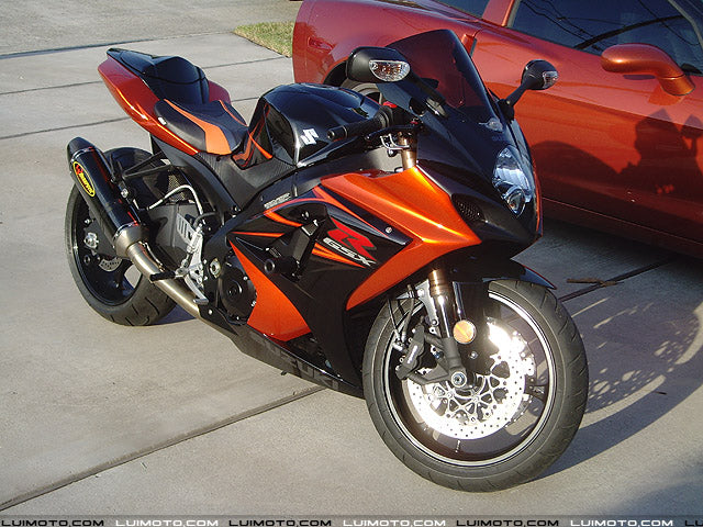LuiMoto Team Suzuki Seat Covers 2007-2008 Suzuki GSX-R1000 - Cf Black/Black/Gunmetal/Orange