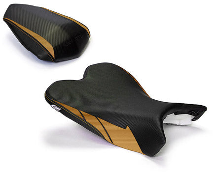 LuiMoto Sport Seat Covers '09-'14 Yamaha YZF R1 - CF Black/AL Gold - Motostarz USA
