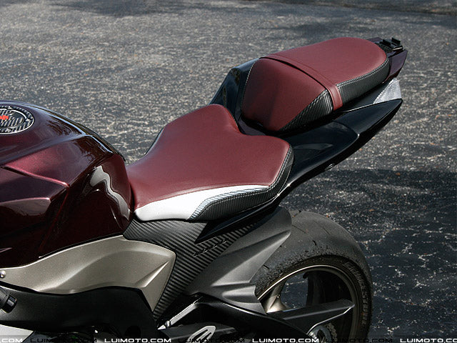 LuiMoto Sport Seat Covers '09-'16 Suzuki GSXR 1000 - Burgundy/Silver - Motostarz USA