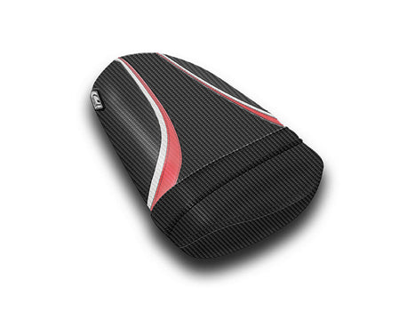 LuiMoto Team Suzuki Seat Covers for 2006-2007 Suzuki GSX-R 600/750 - CF Black/CF Red/CF Pearl