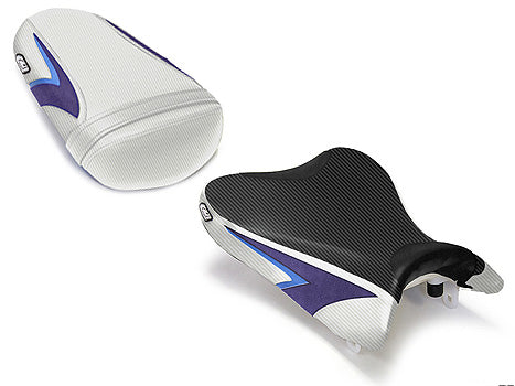 LuiMoto Sport Seat Covers '08-'10 Suzuki GSXR 600/750 - CF Black/CF White - Motostarz USA