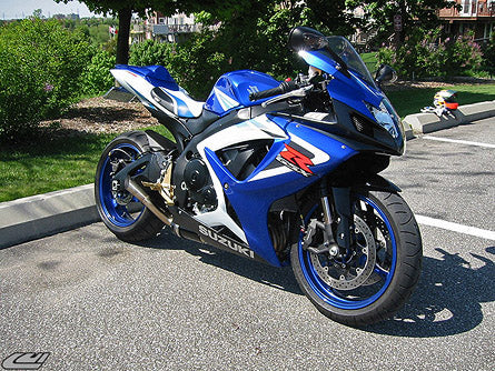 LuiMoto Team Suzuki Seat Covers for 2006-2007 Suzuki GSX-R 600/750 - CF Pearl/CF Blue/Red - motostarz.com