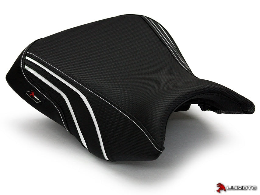 LuiMoto Team Kawasaki Seat Cover 2012-2014 Kawasaki ER6n / ER6f (Ninja 650R) - CF Black/White