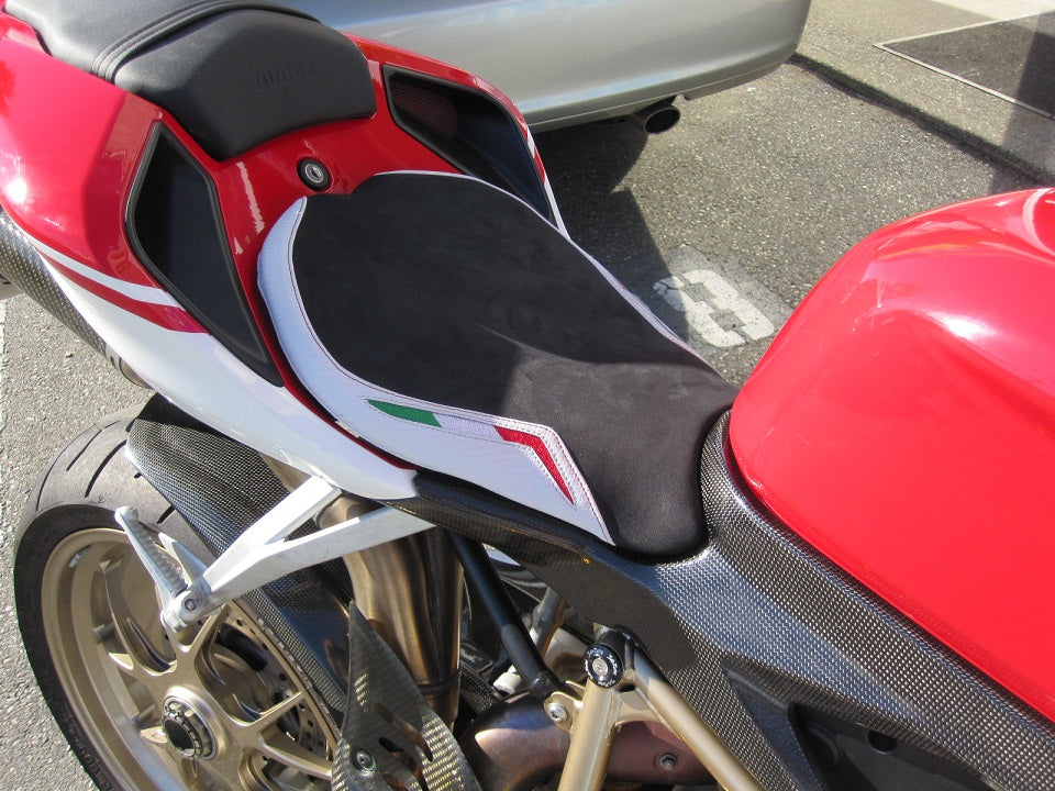 LuiMoto Team Italia Suede Leather Rider Seat Cover Ducati 848/1098/1198 - Motostarz USA