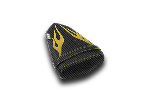 LuiMoto Flame Edition Seat Cover 06-07 Yamaha YZF-R6 - Cf Black/Deep Yellow