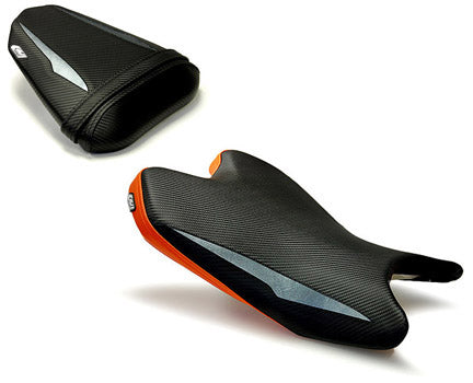 LuiMoto Raven Edition Seat Cover '08-'16 Yamaha YZF R6 - CF Black/Gunmetal/Orange - Motostarz USA