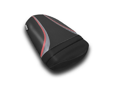 LuiMoto Team Suzuki Seat Covers for 2006-2007 Suzuki GSX-R 600/750 - CF Black/CF Gunmetal/CF Red