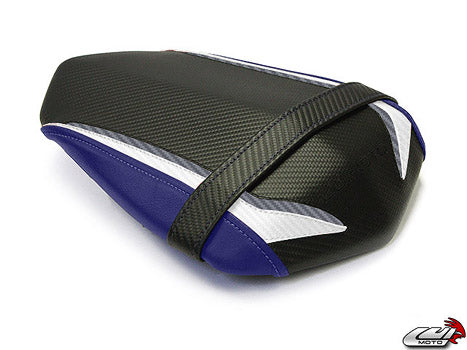 LuiMoto Raven Edition Seat Cover '09-'14 Yamaha YZF R1 - CF Black/Pearl/Blue - Motostarz USA