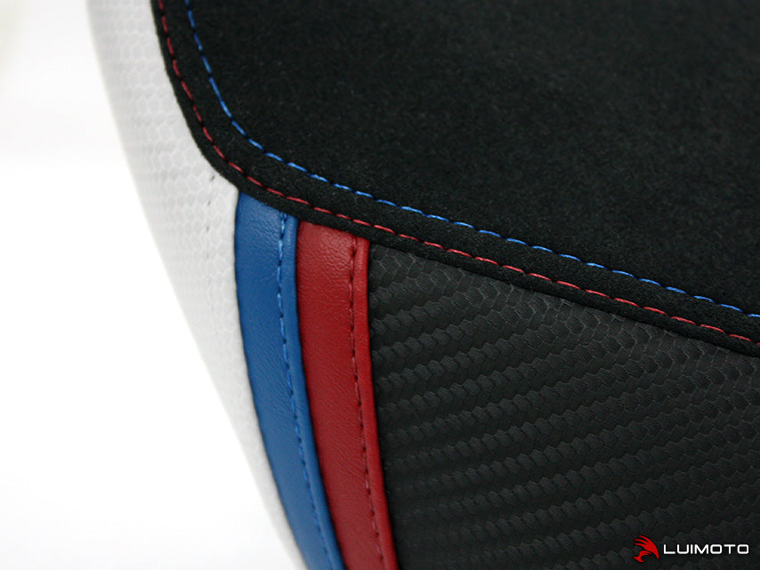 LuiMoto Motorsports Edition Seat Cover 2012 BMW S1000RR - Black Suede/Cf Pearl