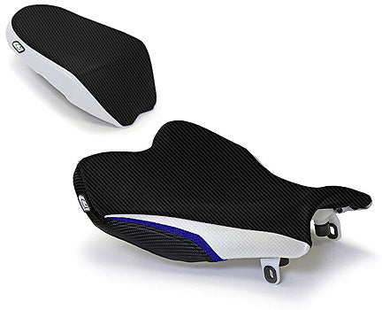 LuiMoto Sport Seat Covers '09-'16 Suzuki GSXR 1000 - CF Black/CF White - Motostarz USA