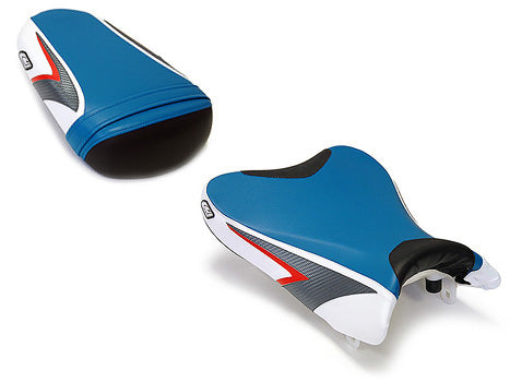 LuiMoto Sport Seat Covers '08-'10 Suzuki GSXR 600/750 - 2009 Blue/White - Motostarz USA