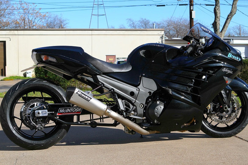 Brocks Performance CT Single 16" Muffler Full Titanium Exhaust System for 2006-2013 Kawasaki ZX-14