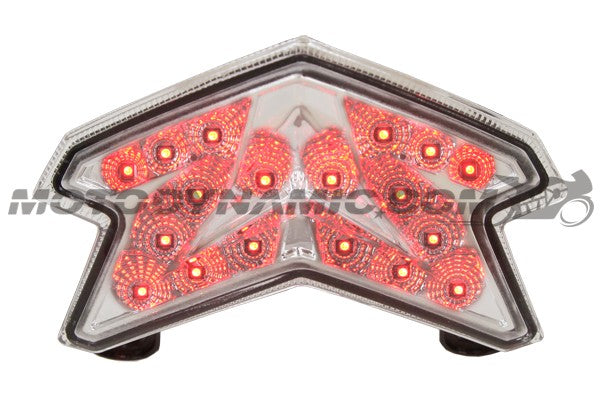 Motodynamic Sequential LED Tail Light For '13-'16 Kawasaki ZX6R 636, '13-'16 Z800 - Clear