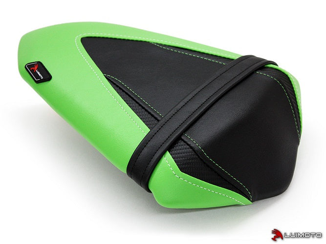 LuiMoto Team Kawasaki Seat Cover for 2013-2015 Kawasaki Ninja 300 - Black/CF Black/Lime Green/White