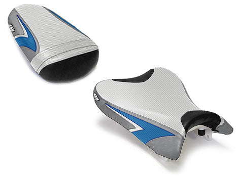 LuiMoto Sport Seat Covers '08-'10 Suzuki GSXR 600/750 - CF Pearl/Silver - Motostarz USA