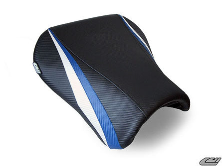 LuiMoto Team Suzuki Seat Covers for 2004-2005 Suzuki GSX-R 600/750 - CF Black/CF Blue/CF Pearl