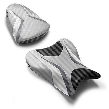 LuiMoto Team Suzuki Seat Covers 2007-2008 Suzuki GSX-R1000 - Cf Black/Silver/Gunmetal/White
