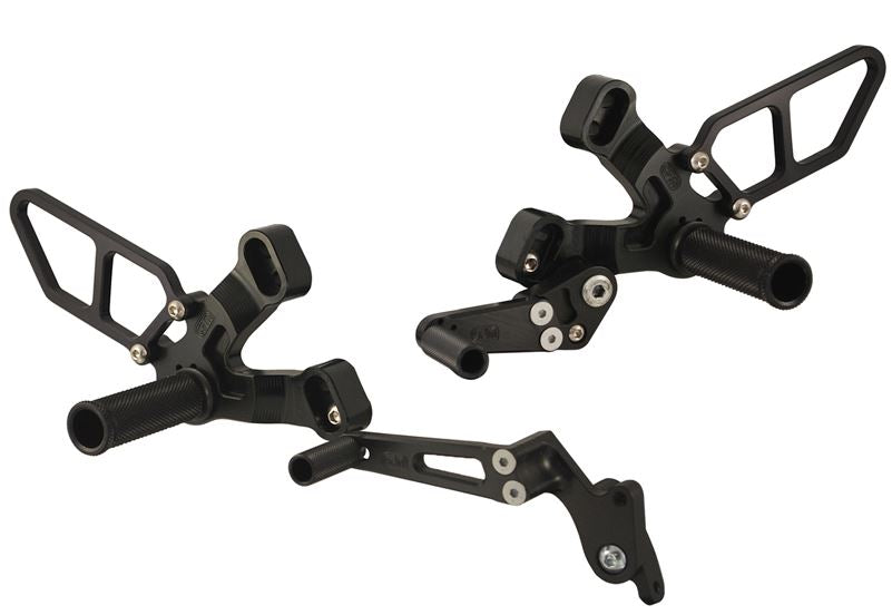 Woodcraft Black Standard Shift Complete Rearset Kit With Pedals for Ducati 848 / 1098 / 1198