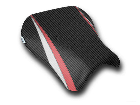 LuiMoto Team Suzuki Seat Covers for 2004-2005 Suzuki GSX-R 600/750 - CF Black/CF Red/CF Silver