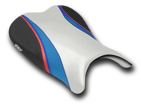 LuiMoto Team Suzuki Seat Covers for 2006-2007 Suzuki GSX-R 600/750 - CF Pearl/CF Blue/Red
