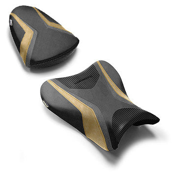LuiMoto Team Suzuki Seat Covers 2007-2008 Suzuki GSX-R1000 - Cf Black/Gunmetal/Deep Gold