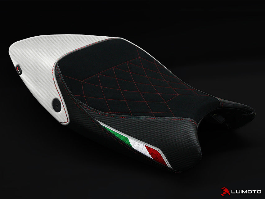 LuiMoto Diamond Edition Seat Cover for Ducati Monster 696/796/1100 -  Suede/Cf Black/Cf Pearl