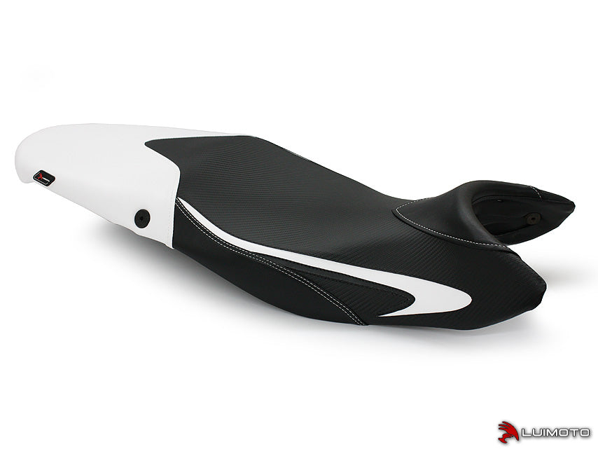 LuiMoto Team Triumph Seat Cover 2007-2012 Triumph Street Triple - Cf Black/White/Black