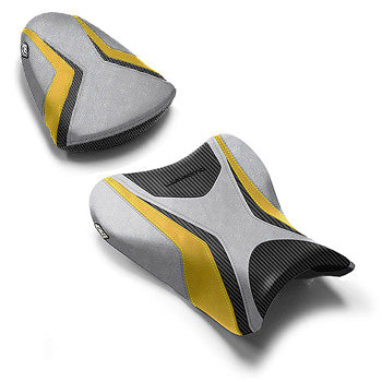 LuiMoto Team Suzuki Seat Covers 2007-2008 Suzuki GSX-R1000 - Cf Black/Silver/Yellow
