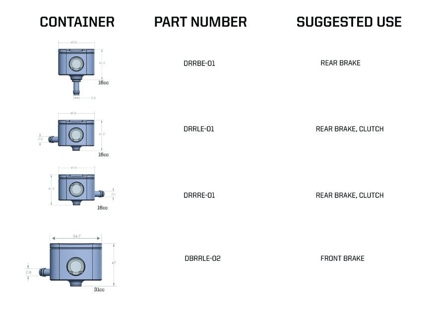 Driven Racing 31cc Front Brake Fluid Containers - motostarz.com