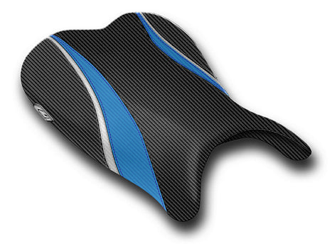 LuiMoto Team Suzuki Seat Covers for 2006-2007 Suzuki GSX-R 600/750 - CF Black/CF Blue/CF Silver