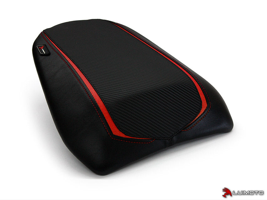 LuiMoto Team Kawasaki Seat Cover - 2012-2014 Kawasaki ER6n / ER6f (Ninja 650R) - CF Black/Red