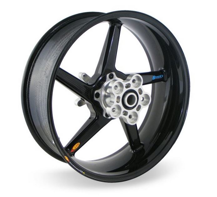 BST 5.5" x "17 5 Spoke Slanted Carbon Fiber Rear Wheel for 2006-2012 Triumph Daytona 675/R, Street Triple/R